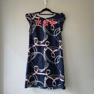 Sail to Stable STS Silk Sheath Dress | Size 4 | Ruffle Cap Sleeve Floral Beads